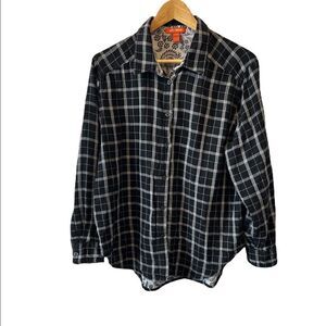 JOE FRESH Black&White Plaid Flannel Button Up Collared Shirt XL